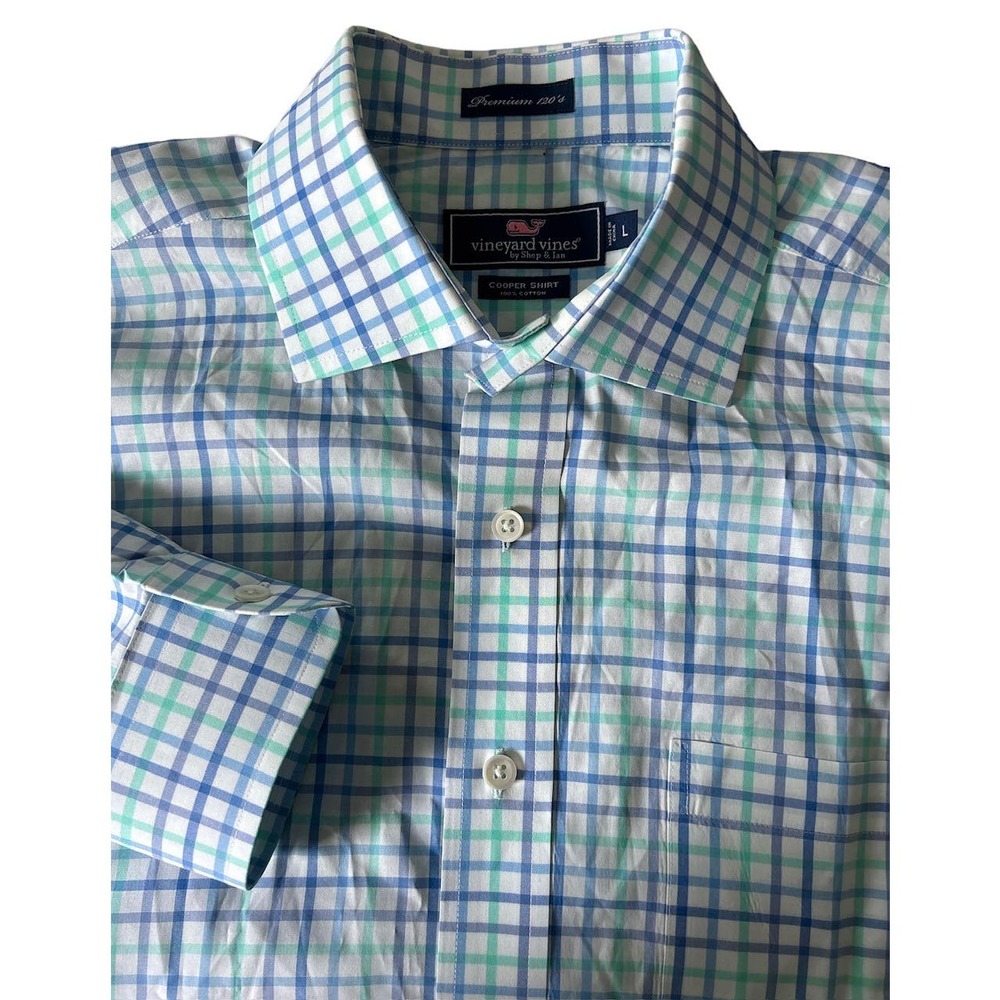 Vineyard Vines Size Large 100% Cotton Plaid Copper Button Up Shirt Premium 120’s